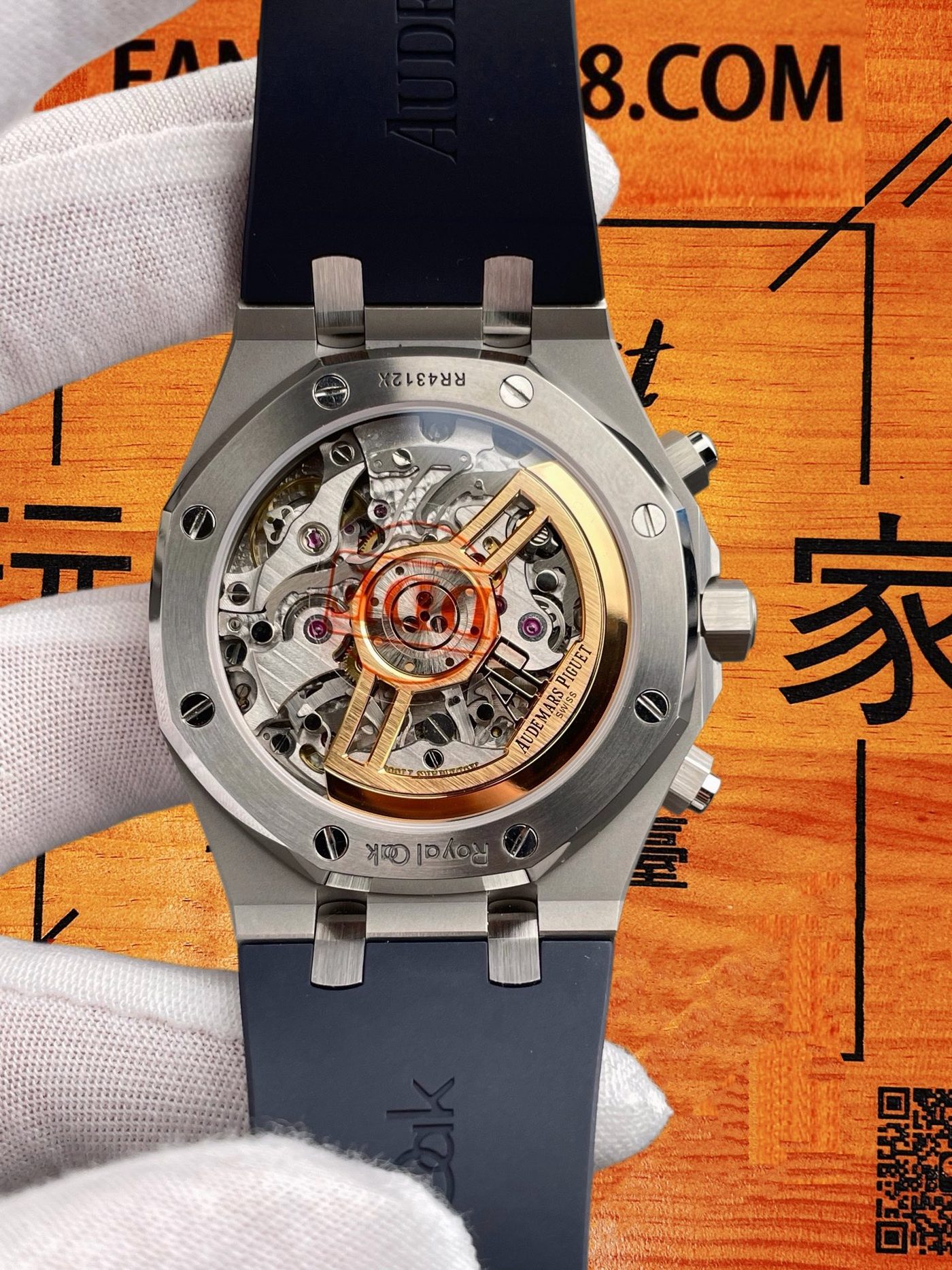 高仿愛彼-皇家橡樹26240-膠帶藍盤41mm-4401飛返計時機芯-DDF廠復刻腕錶 實拍 5