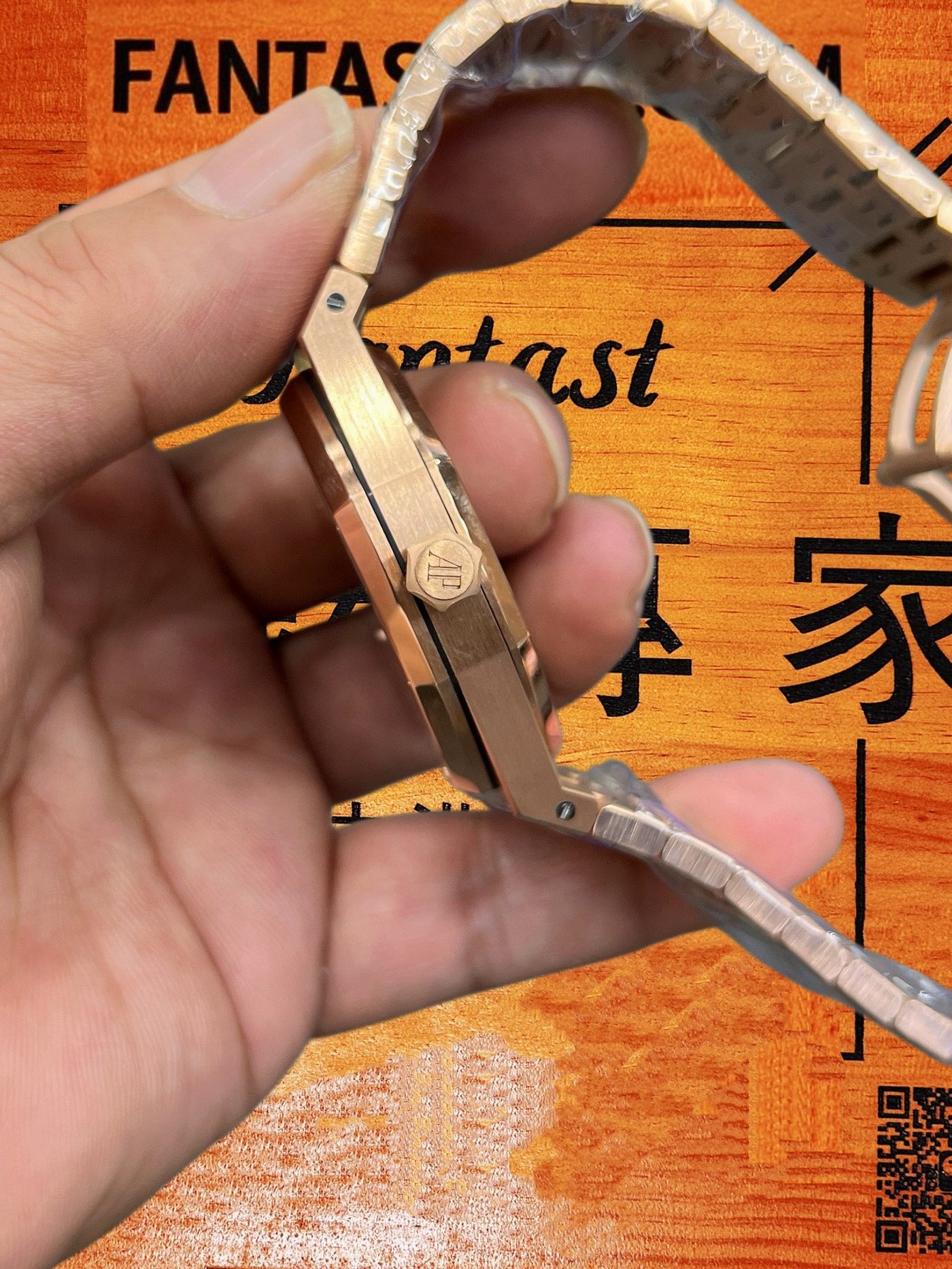 高仿愛彼-皇家橡樹15510OR-玫瑰金藍盤41mm-4302機芯配重235G-DDF廠復刻腕錶 實拍 6