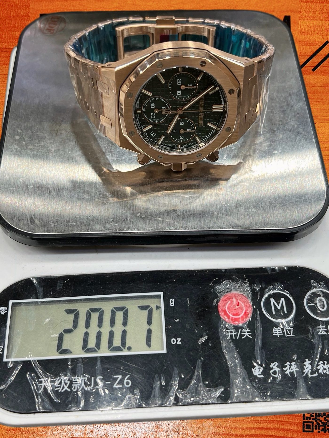 高仿愛彼-皇家橡樹26240OR-玫瑰金綠盤鋼帶41mm-4401飛返計時-DDF廠復刻腕錶 實拍 9
