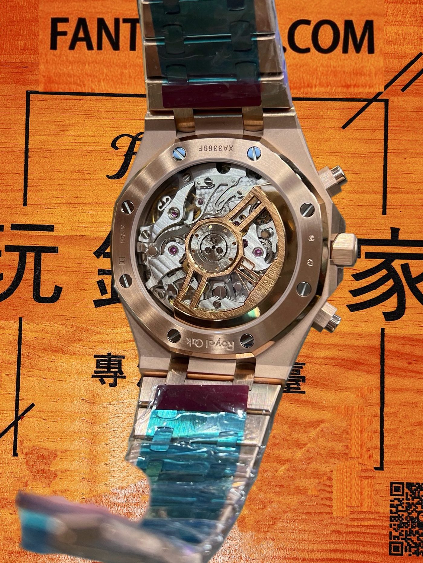 高仿愛彼-皇家橡樹26240OR-玫瑰金藍盤鋼帶41mm-4401飛返計時-DDF廠復刻腕錶 實拍 7