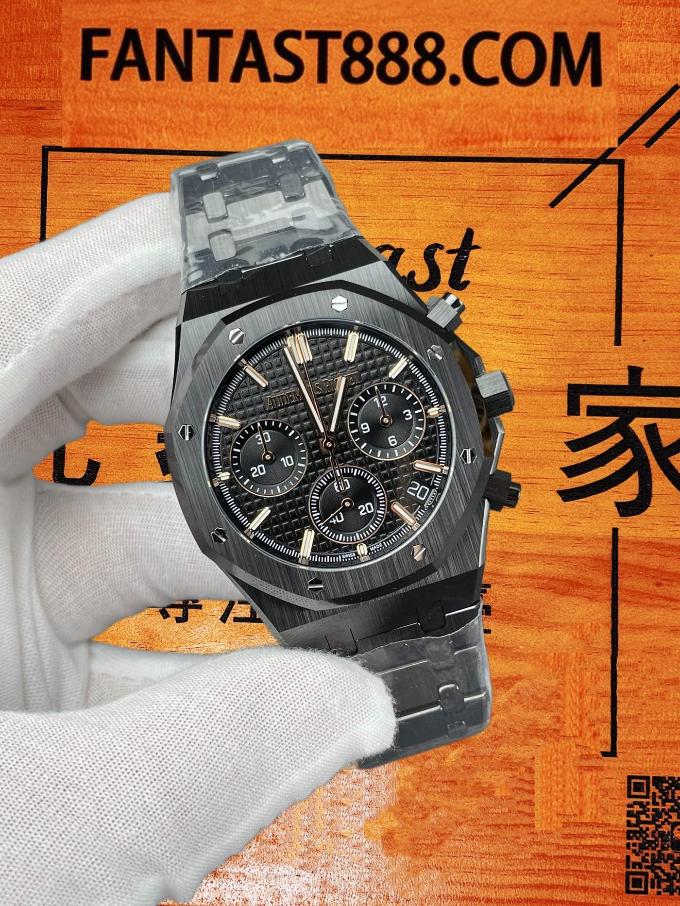 高仿愛彼-皇家橡樹26240CE-黑陶瓷41mm-4401無卡度機芯砝碼-ZF廠復刻腕錶 實拍 2