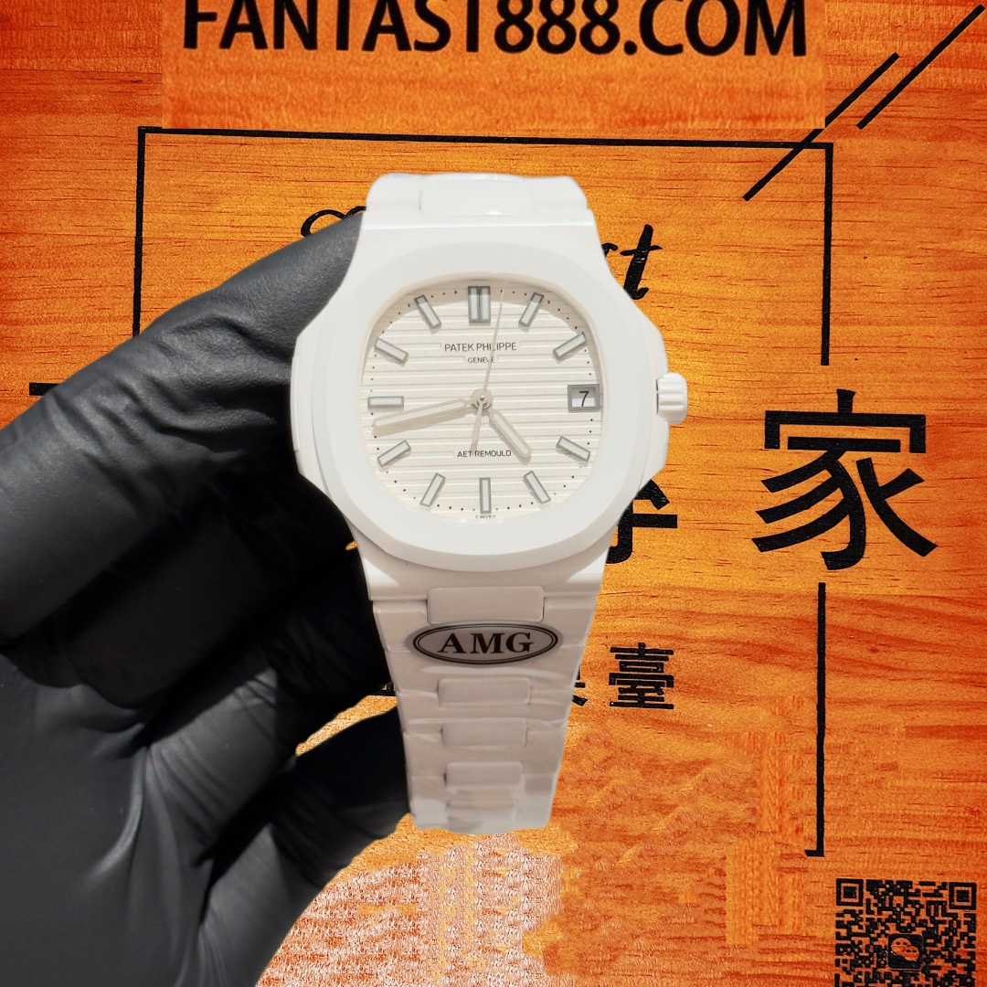 高仿百達翡麗-鸚鵡螺5711-全陶瓷白盤-AET改裝-AMG廠復刻腕錶 實拍 2