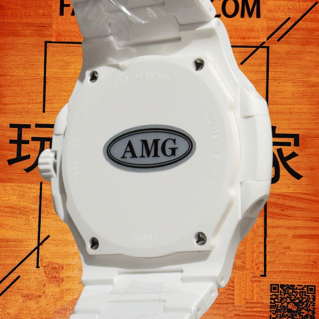 高仿百達翡麗-鸚鵡螺5711-全陶瓷白盤-AET改裝-AMG廠復刻腕錶 實拍 5