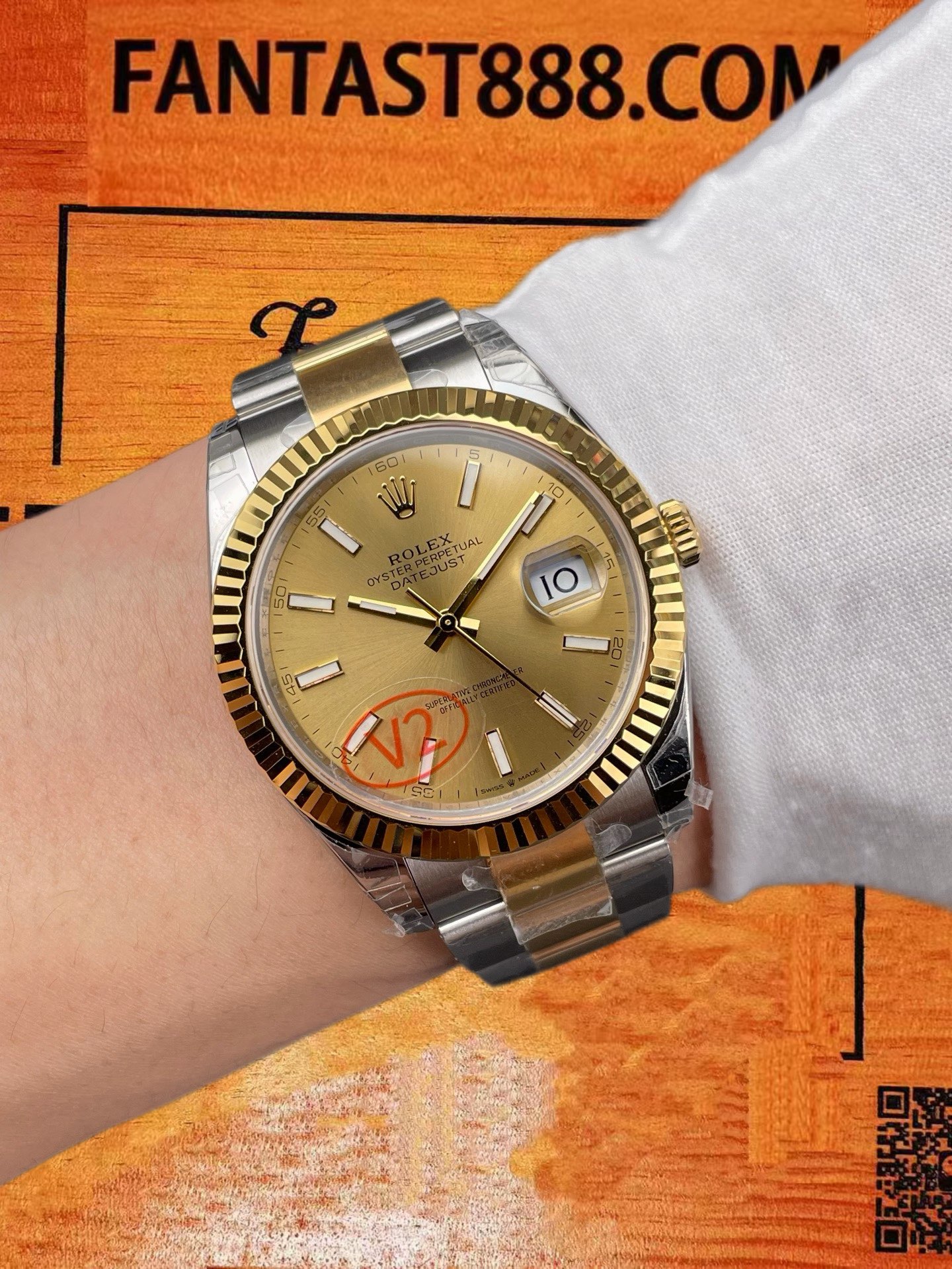 高仿VS廠勞力士Datejust 41日誌間金香檳金盤狗牙圈/VS3235V2版/正品公價¥100000 實拍 9