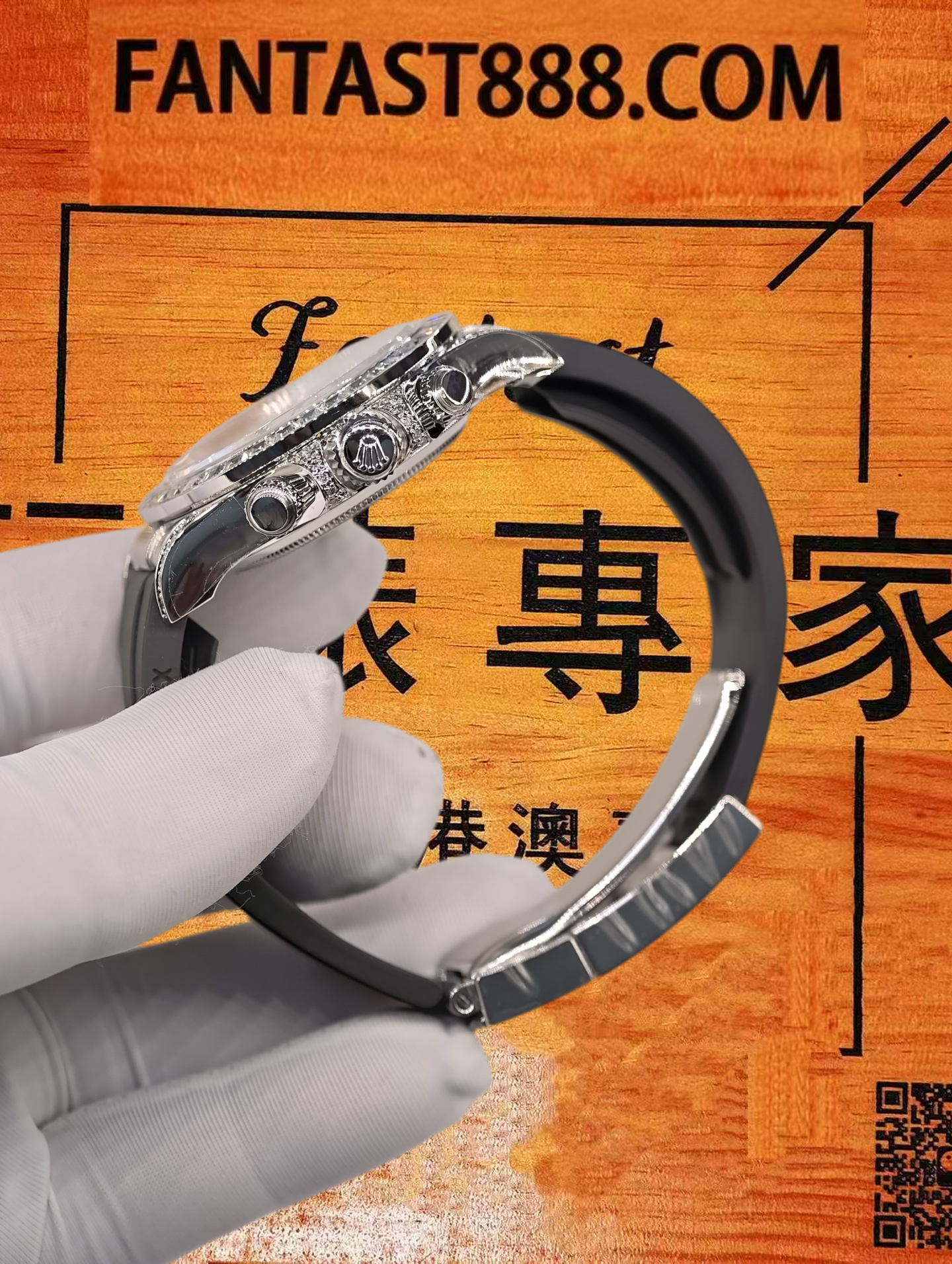 高仿私人改裝-勞力士-迪通拿116519 白金滿鑽銀盤 40mm 復刻腕錶 實拍
