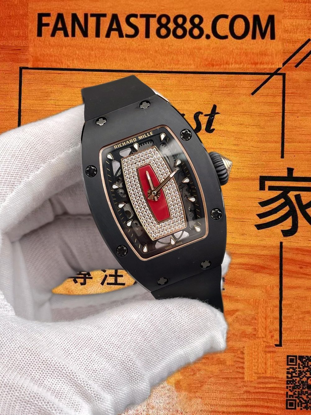 高仿BBA廠理查德米勒RM07-01黑陶瓷紅唇女士自動 45mm