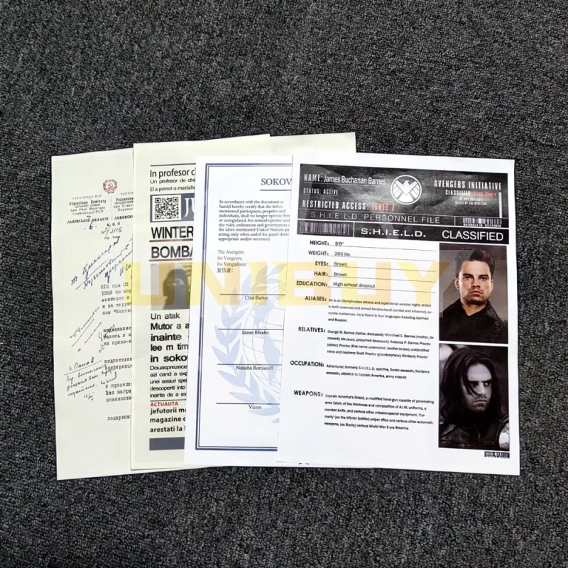 Winter Soldier Files S.H.I.E.L.D. Bucky Barnes Paper Props Movie Props Unibuy