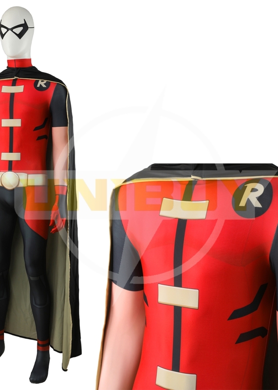 Teen Titans Robin Bodysuit Costume Cosplay with Cloak For Kids Adult Unibuyplus