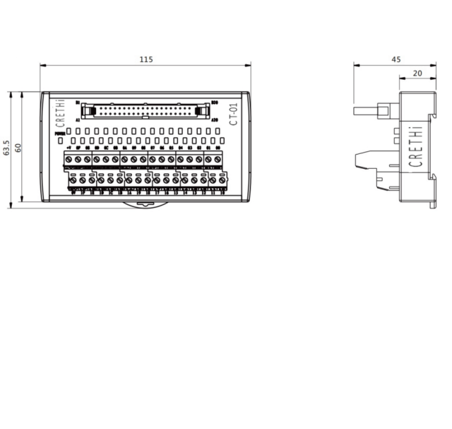 Terminal block customized for Mitsubishi Q series  CT-01