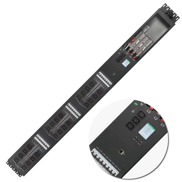 140A 3phase 24way C19-EATON socket lock metered pdu 100KW 240V/415V