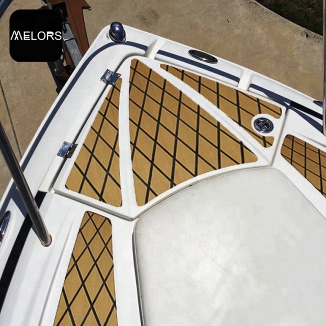 Melors Custom Straight Square Scratched Diamond EVA Faux Teak Marine Flooring for Boats