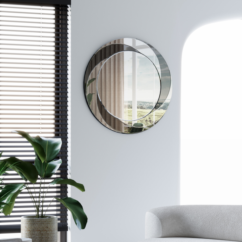 Round Mirror Wall Decor - 24 inch Wall-Mounted Hanging Silver Decorative Mirror for Home, Living Room, Bedroom, Entryway (Round)