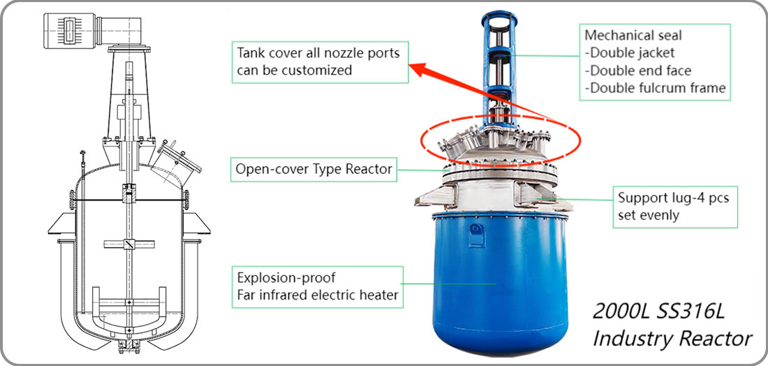 Picture of 2000L industrial chemical reactor structure