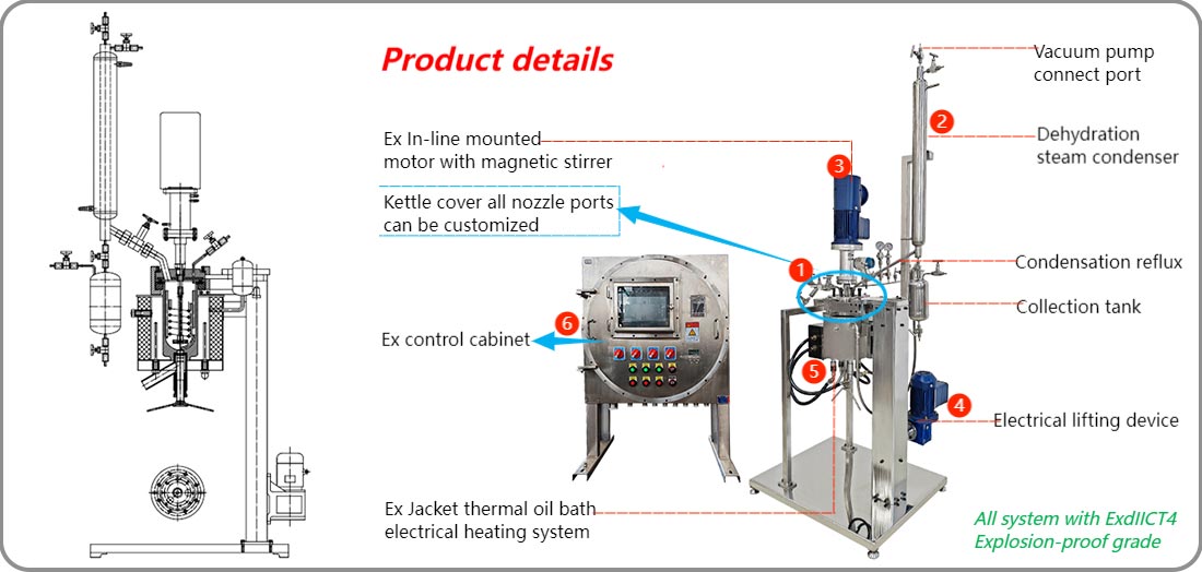 Picture of 2L Hastelloy lab reactor for hydrogeantion structure