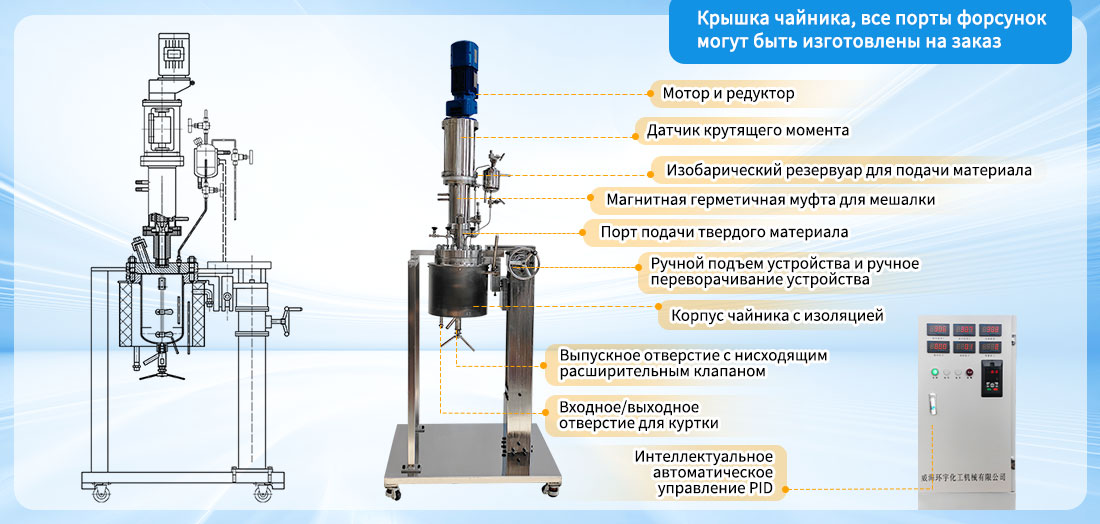 Изображение структуры 5L нержавеющей стали химической непрерывной перемешивания бак реактор