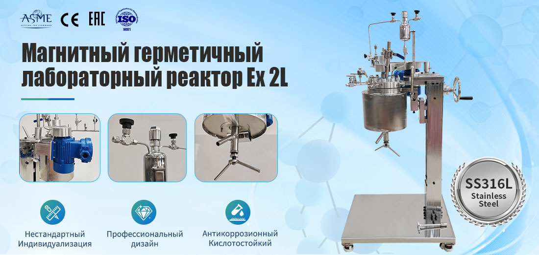 Плакат лабораторного реактора из нержавеющей стали SS316L объемом 2 л