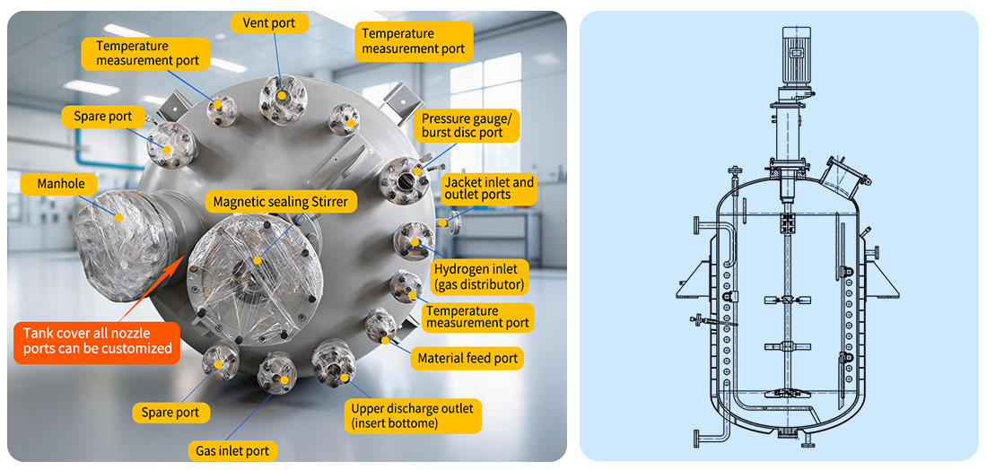 Structural 6500L S31603 Q345R Magnetic Seal Industrial Reactor
