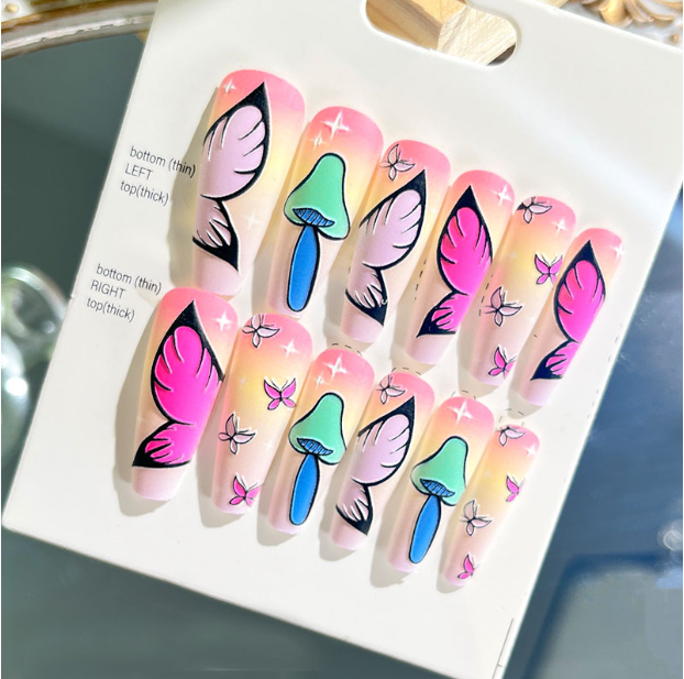 Latest Nail Art Tips Press On Nails Butterfly Flower Nails Designs (PNT-168)