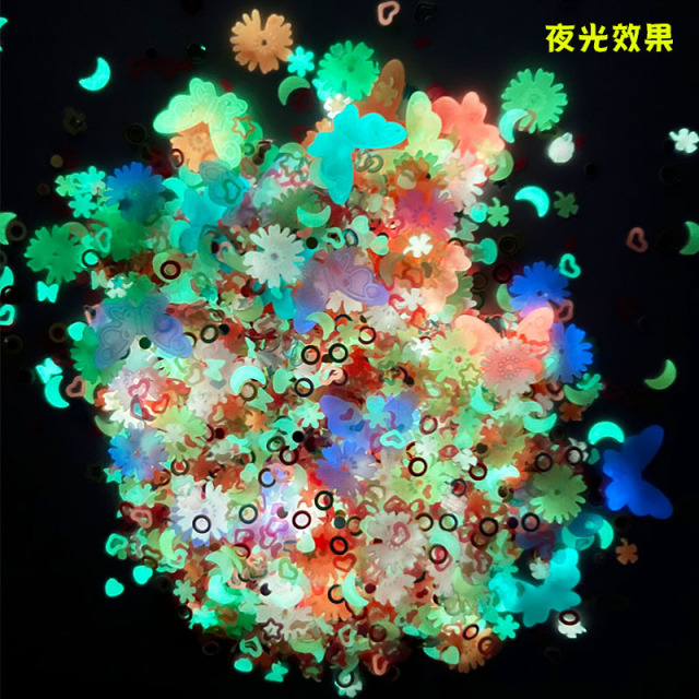 Luminous Mixed Shapes Nail Art Glitter Flakes 3D Colorful Sequins Manicure Nail DIY Decoration Moon Star Round Shapes (D115)