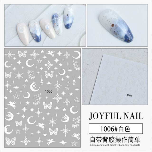 Nail Art Self-Adhesive Stickers Moon Star Winged Horse Butterflies DIY Decals Decoration (NPP34)