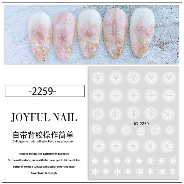 Ultra-thin Waterproof Nail Art Hollowed-Out Stickers for Fingernail Butterly/Cross/ Snowflakes /Santa Decals (NPP33)