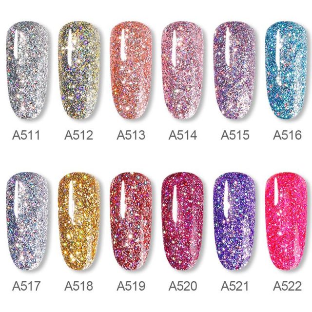 Shiny Rainbow Gel Polish Sparkle 5ml Nail Glitter UV Gel with 12 Colors (UG42)