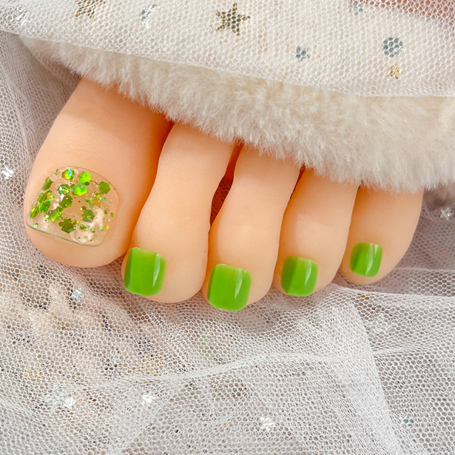 Glitter Fake Toenails Wearable Toe Nails Press On Toenails 24 pcs (PNT-188)