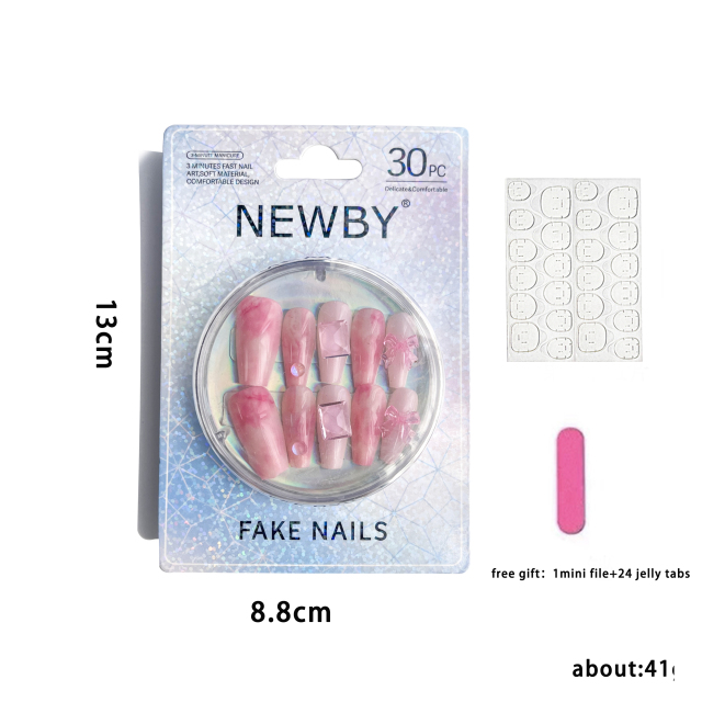 Wearable Fake Nails 30 pcs Press On Nails Lovely Designs with Wearing Tools (PNT-190)