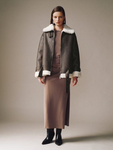 Women's fleece lapel coat