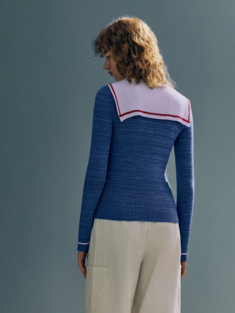 Navy neck sweater for women