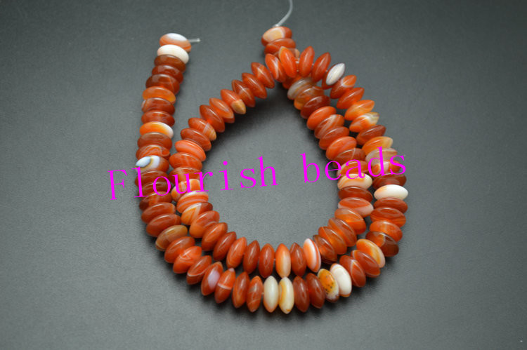 4*10MM Banded Red Carnelian Agate Beads Rondelle Spacer