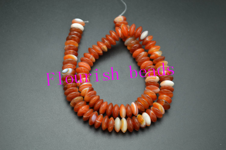 4*10MM Banded Red Carnelian Agate Beads Rondelle Spacer