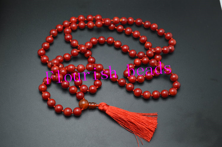 Mala Prayer Necklace 8MM 108 Red Coral Beads