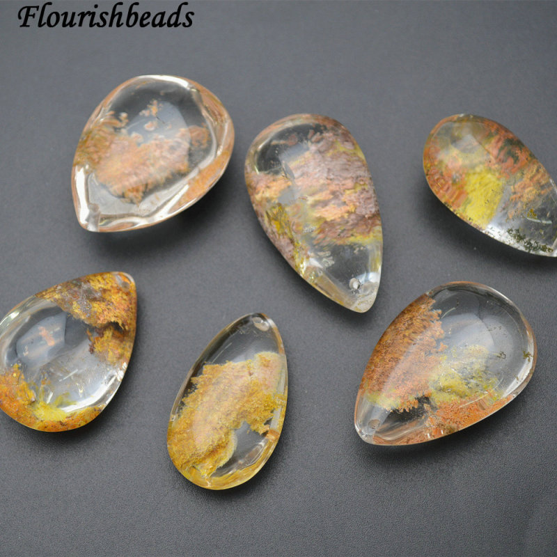 Natural Red Yellow  Phantom Quartz Drop shape Stone Pendant