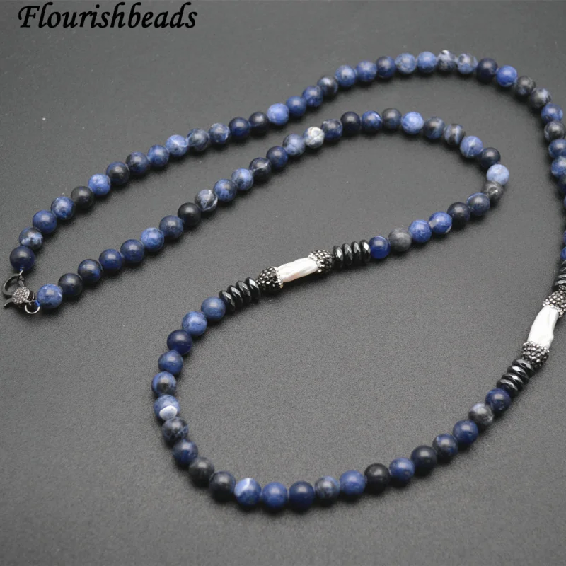 Natural Natural Amethyst / Sodalite / White Howlite / Rose Quartz Stone Round Beads Long Chains Necklace