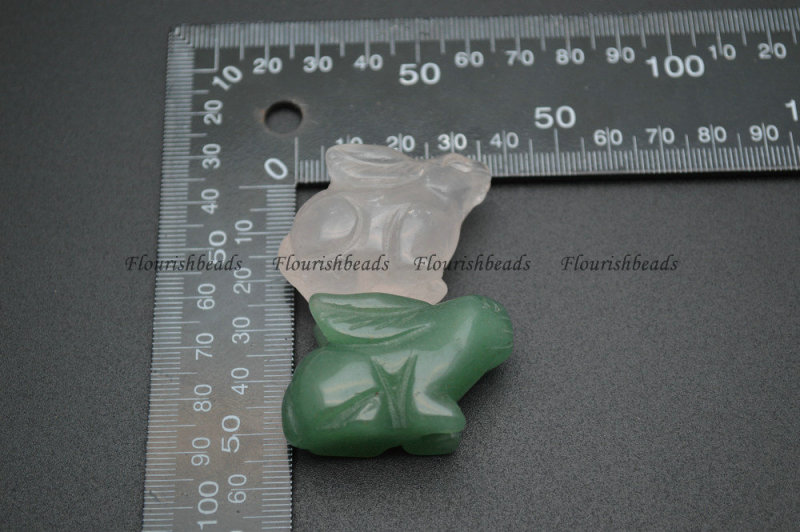 25x35mm Natural Green Aventurine and Rose Quartz Stone Rabbit Home Fengshui Decor