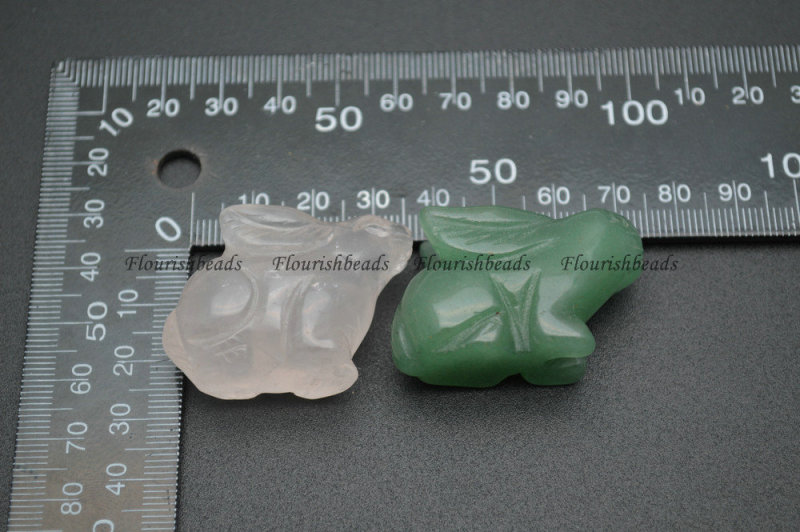 25x35mm Natural Green Aventurine and Rose Quartz Stone Rabbit Home Fengshui Decor