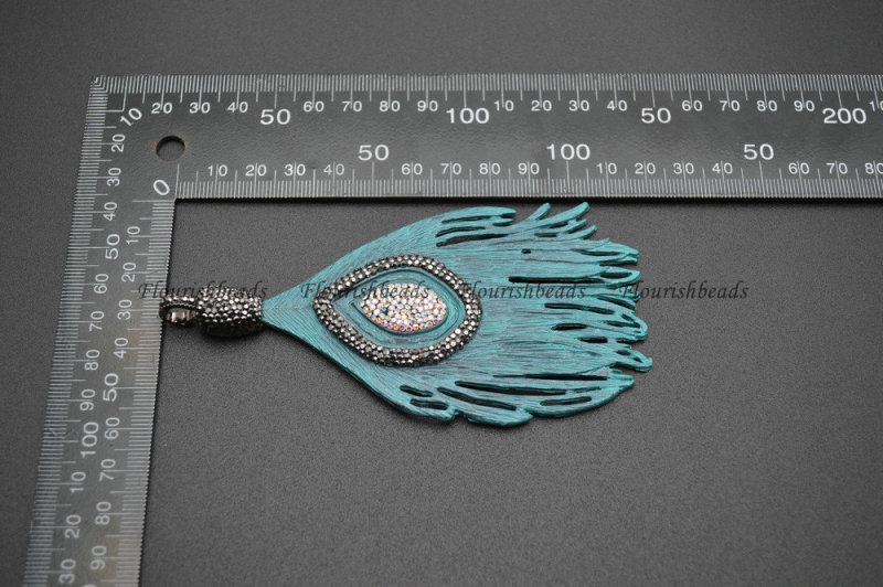 Big size Metal Peacock Feather Shape Pendant DIY Jewelry making supplies