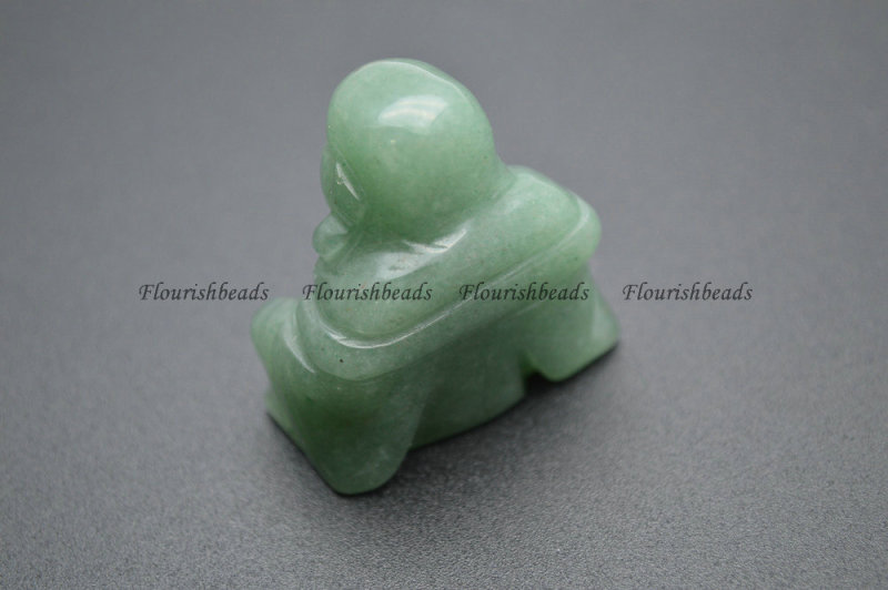 35mm Natural Green Aventurine and Rose Quartz Stone Laughing Buddha Home Fengshui Decor