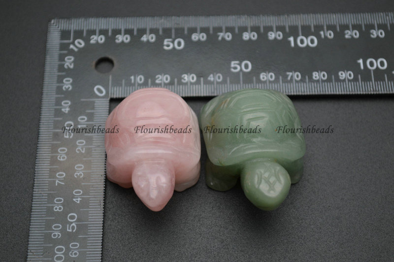 35x50mm Natural Green Aventurine and Rose Quartz Stone Tortoise Home Fengshui Decor