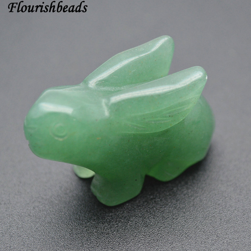 25x35mm Natural Green Aventurine and Rose Quartz Stone Rabbit Home Fengshui Decor