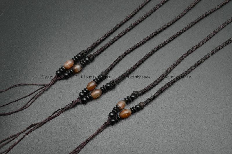 24inches Length Stone Beads Coffee Color Necklace Thread