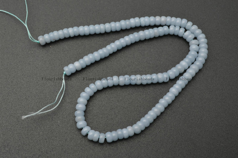 4x6mm Natural Blue Angelite Stone Rondelle Loose Beads