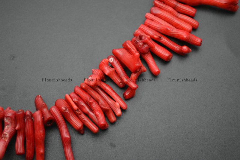 Red Sea Bamboo Coral Tree Branch Shape Loose Beads