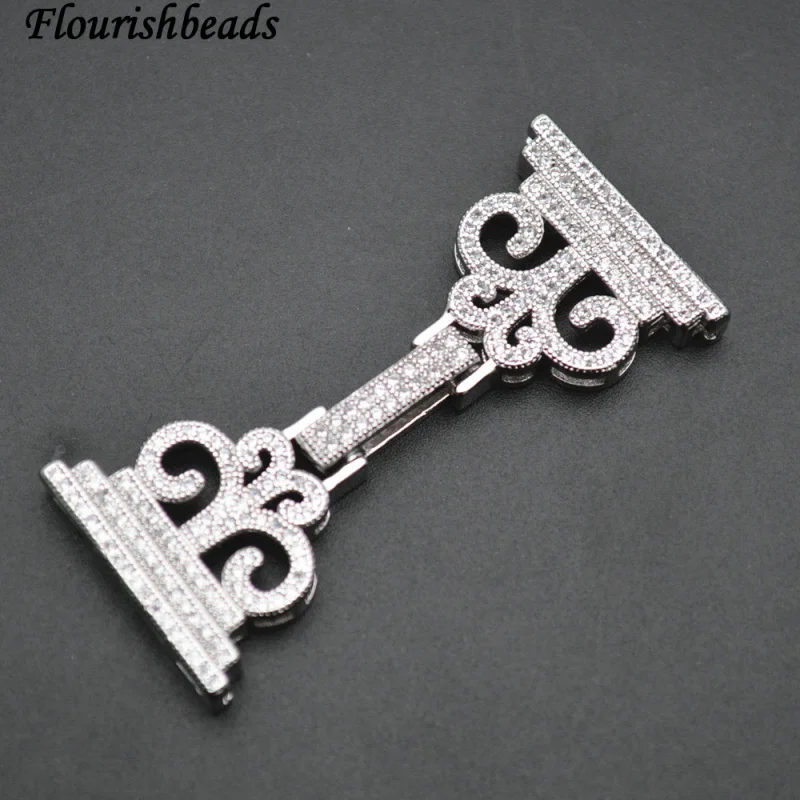 CZ Beads Setting Double Crown Shape 4 Rows Necklace Clasps Jewelry Findings Wholesale