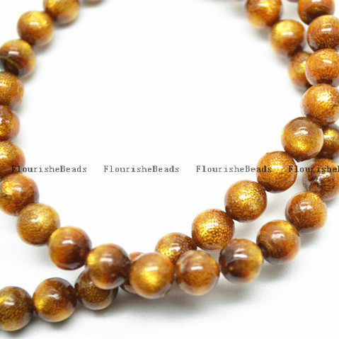 Dyed Sea Bamboo Gold color Coral Round Beads 4mm~10mm