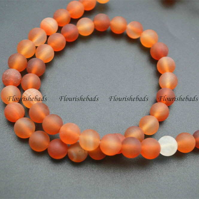 Matte Natural Natural Red Carnelina Agate Round Beads