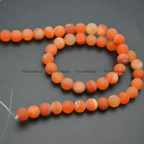 Natural Natural Banded Red Carnelian Agate Round Loose Beads