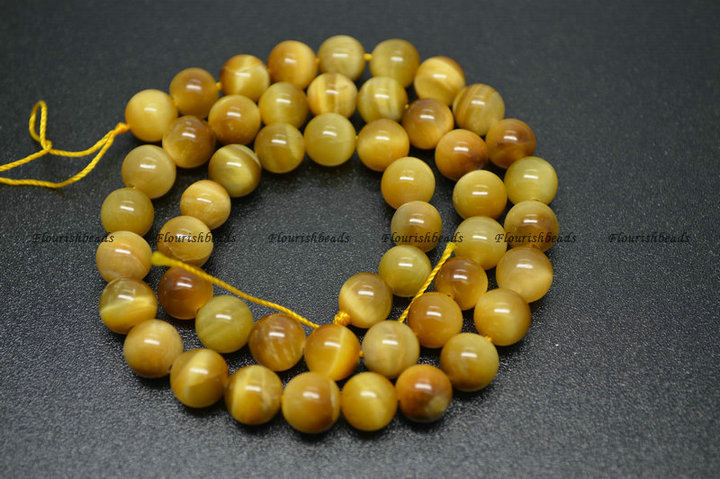 Gold Tiger Eye Stone Round Loose Beads