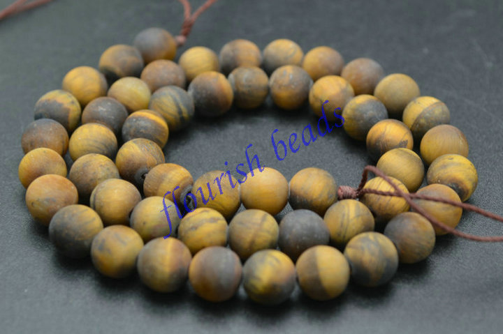 Dull Polished Matte Natural Tiger Eye Stone Round Loose Beads